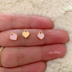2 Dainty Pink Small Heart Charms